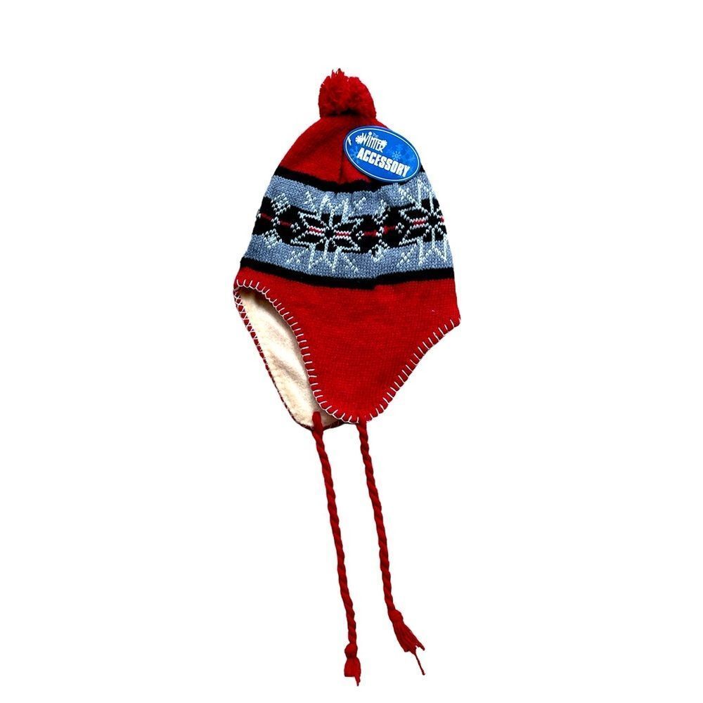 Winter Accessory Adult Unisex Snow Flakes Trapper Ear Flaps Beanie Tassels